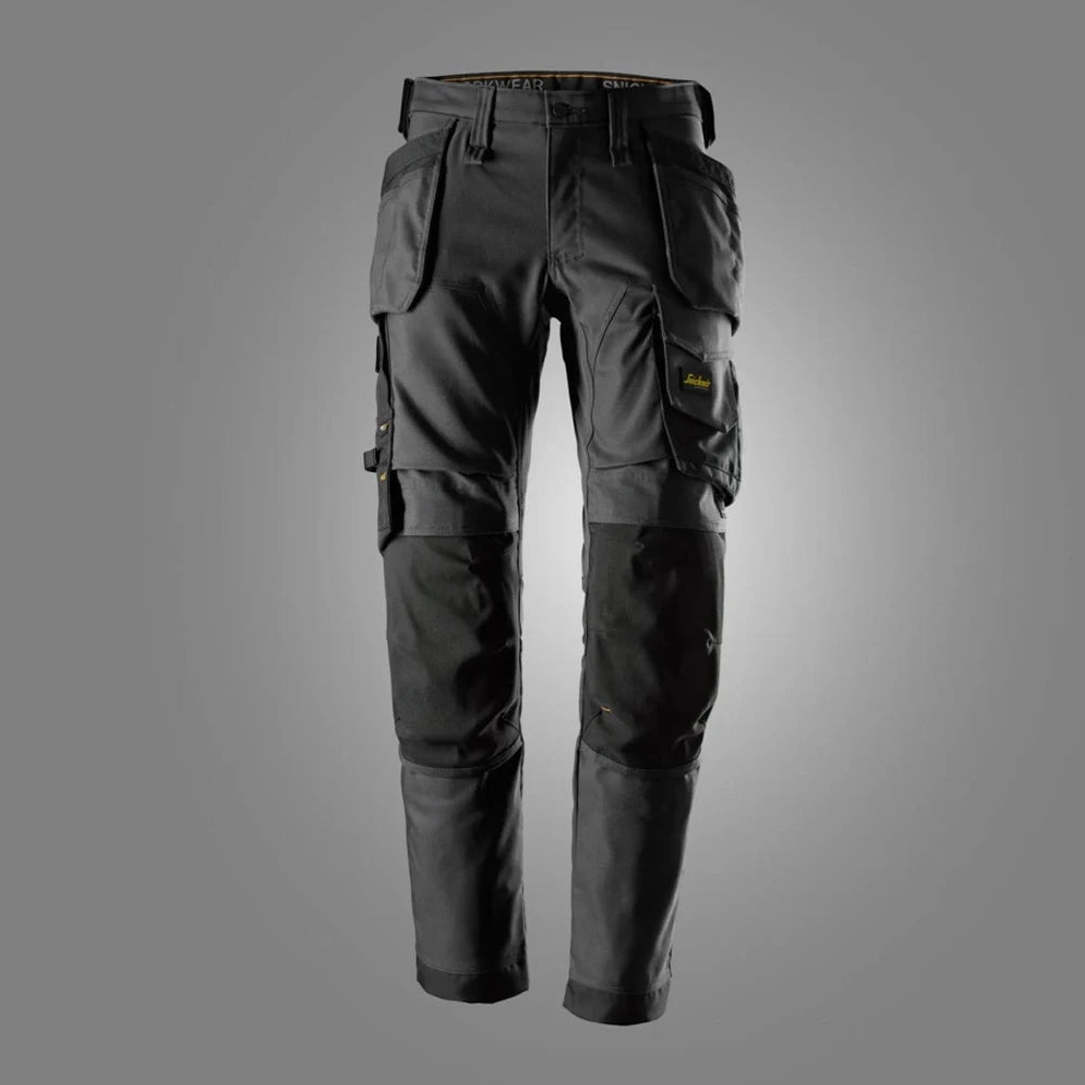 Snickers 6244 Allroundwork Canvas Stretch Werkbroek Met Holsterzakken Steel Grey Black