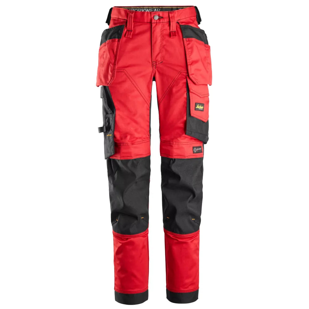 Snickers 6247 Allroundwork 2-Way Stretch Dameswerkbroek Met Holsterzakken 1604 Chili Red Black