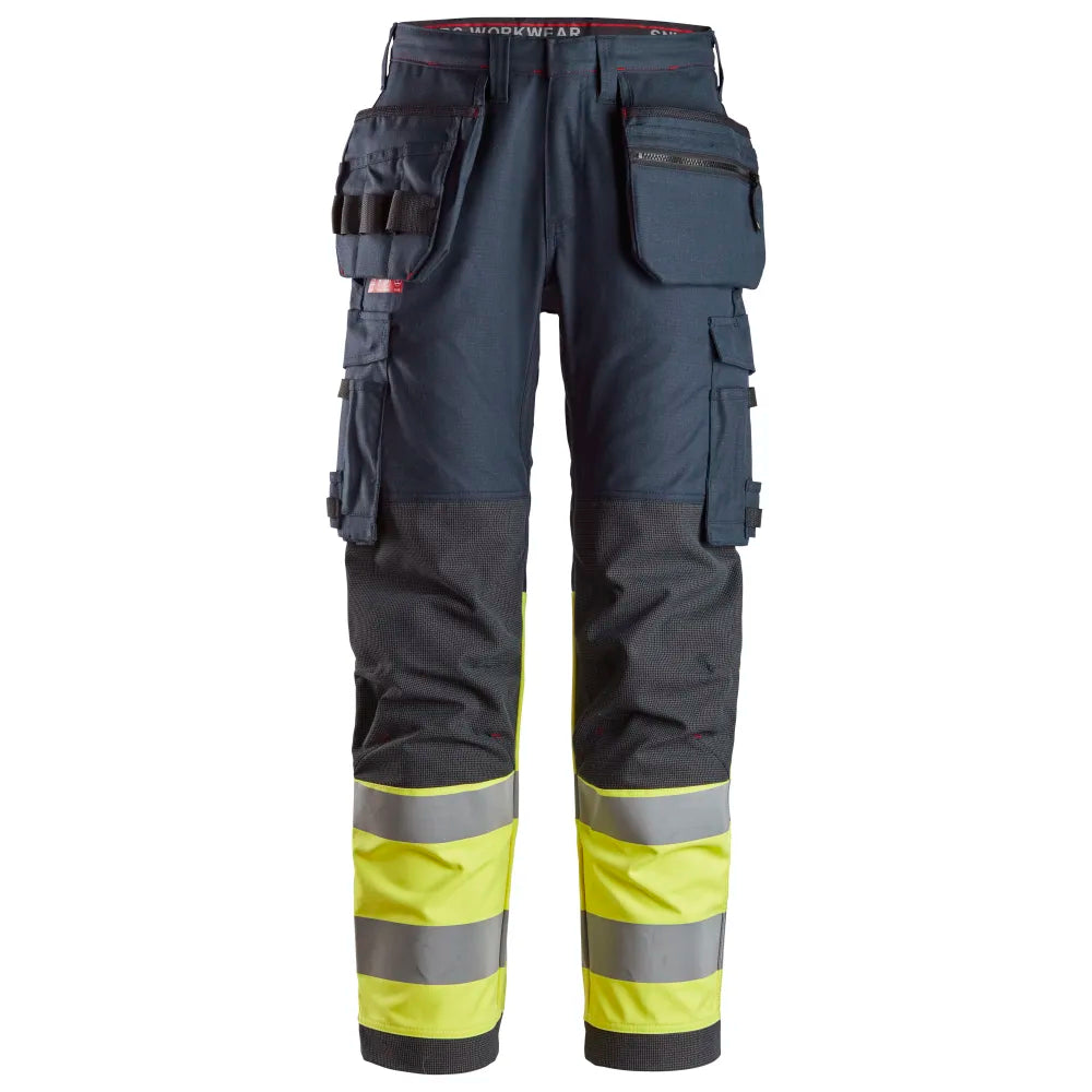 Snickers 6263 Protecwork High-Vis Klasse 1 Werkbroek Met Holsterzakken 9566 Navy High Visibility Yellow