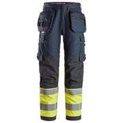 Snickers 6263 Protecwork High-Vis Klasse 1 Werkbroek Met Holsterzakken 9566 Navy High Visibility Yellow