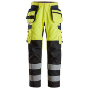 Snickers 6264 Protecwork High-Vis Klasse 2 Werkbroek Met Scheenbeenversteviging En Holsterzakken 6695 High Visibility Yellow Navy