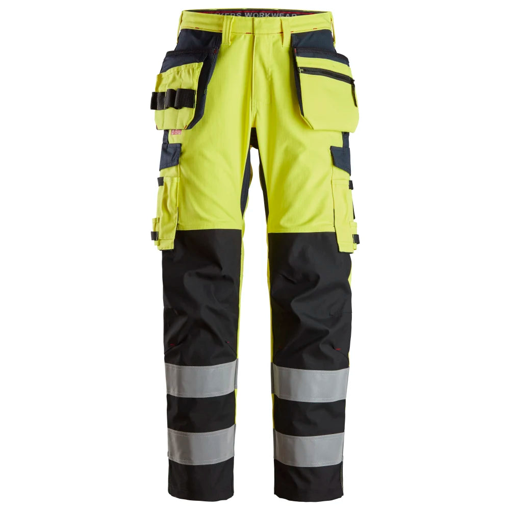 Snickers 6264 Protecwork High-Vis Klasse 2 Werkbroek Met Scheenbeenversteviging En Holsterzakken 6695 High Visibility Yellow Navy