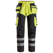 Snickers 6265 Protecwork High-Vis Klasse 1 Werkbroek Met Scheenbeenversteviging En Holsterzakken 6695 High Visibility Yellow Navy