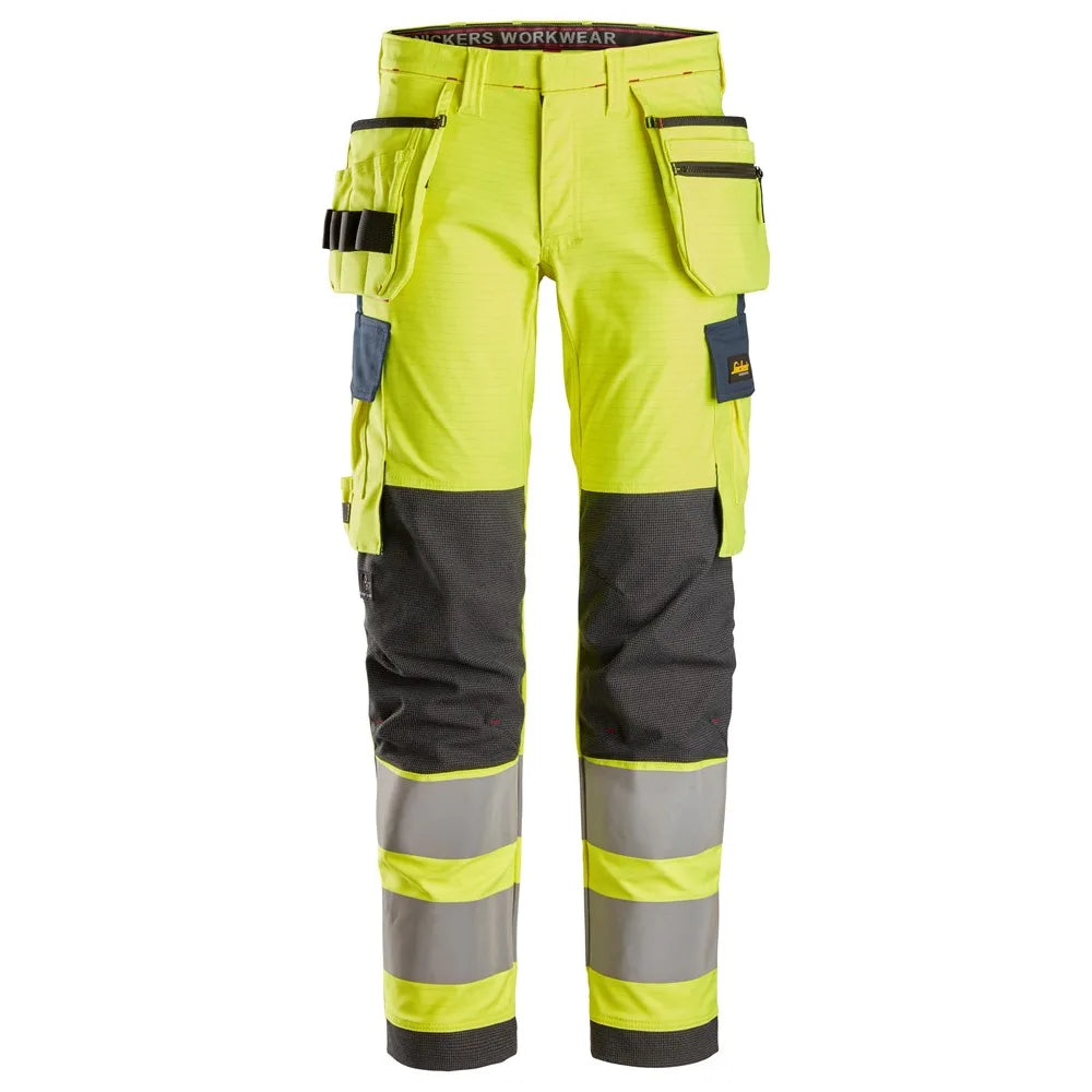 Snickers 6268 Protecwork Stretch Werkbroek Met Holsterzakken High-Vis Klasse 2 6695 High Visibility Yellow Navy