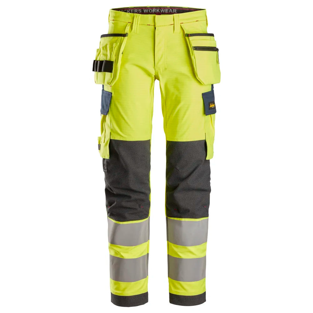 Snickers 6268 Protecwork Stretch Werkbroek Met Holsterzakken High-Vis Klasse 2 6695 High Visibility Yellow Navy
