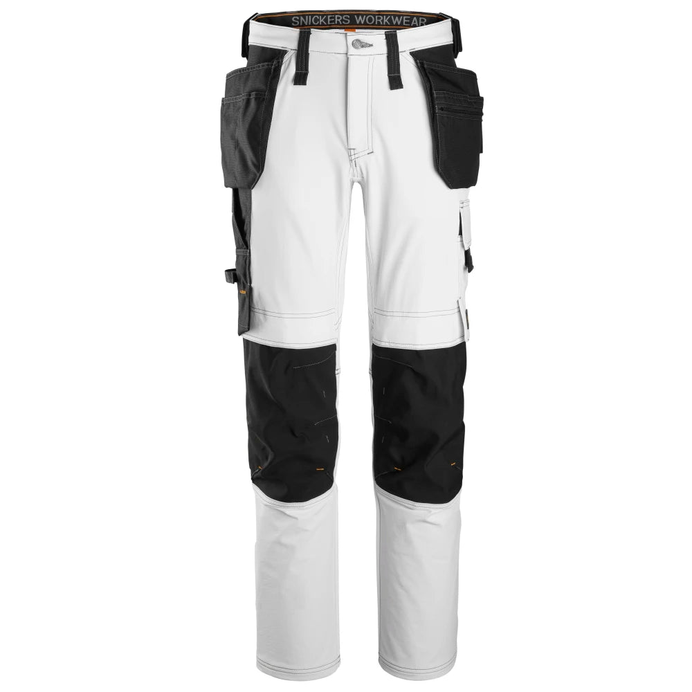 Snickers 6271 Fallroundwork Ull Stretch Werkbroek Met Holsterzakken 0904 White Black