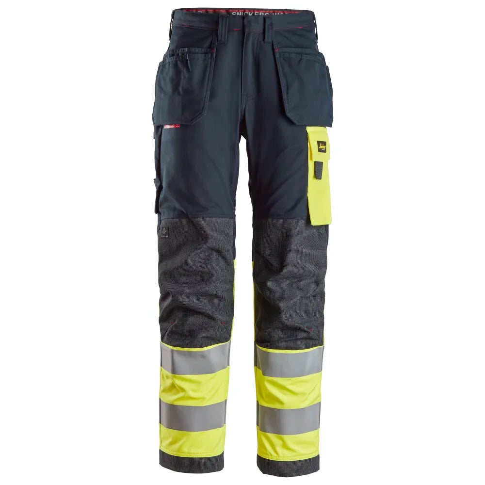 Snickers 6276 Protecwork High-Vis Klasse 1 Werkbroek Met Holsterzakken 9566 Navy High Visibility Yellow