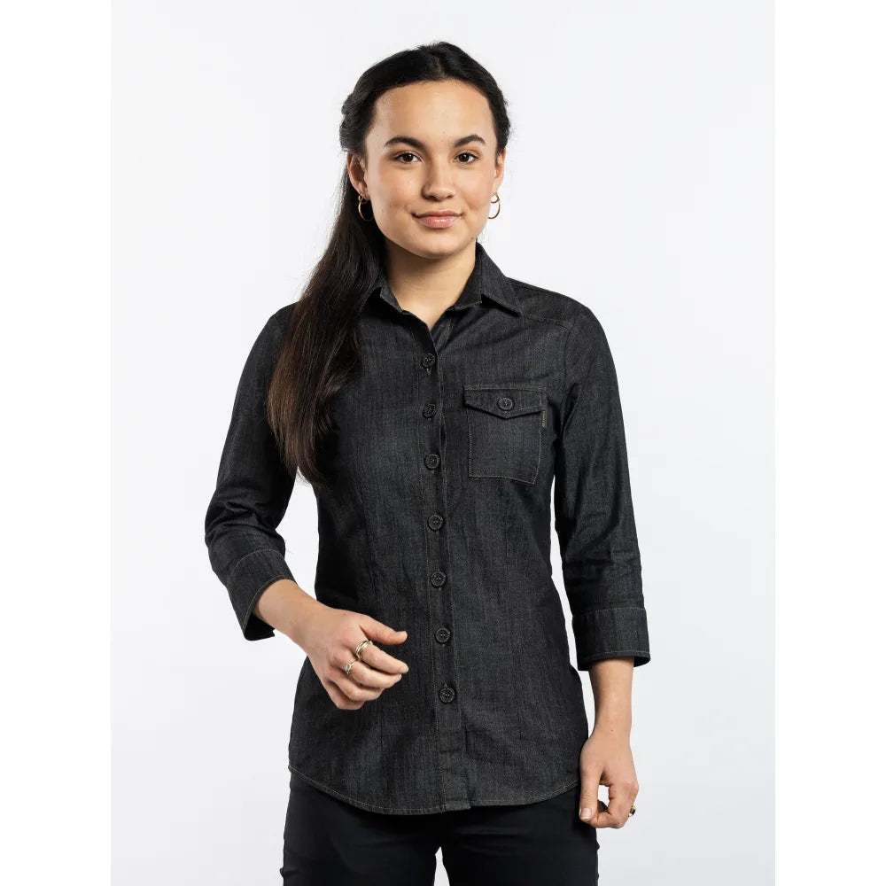 Chaud Devant Overhemd/Blouse Women Antra Denim 3/4 Sleeve