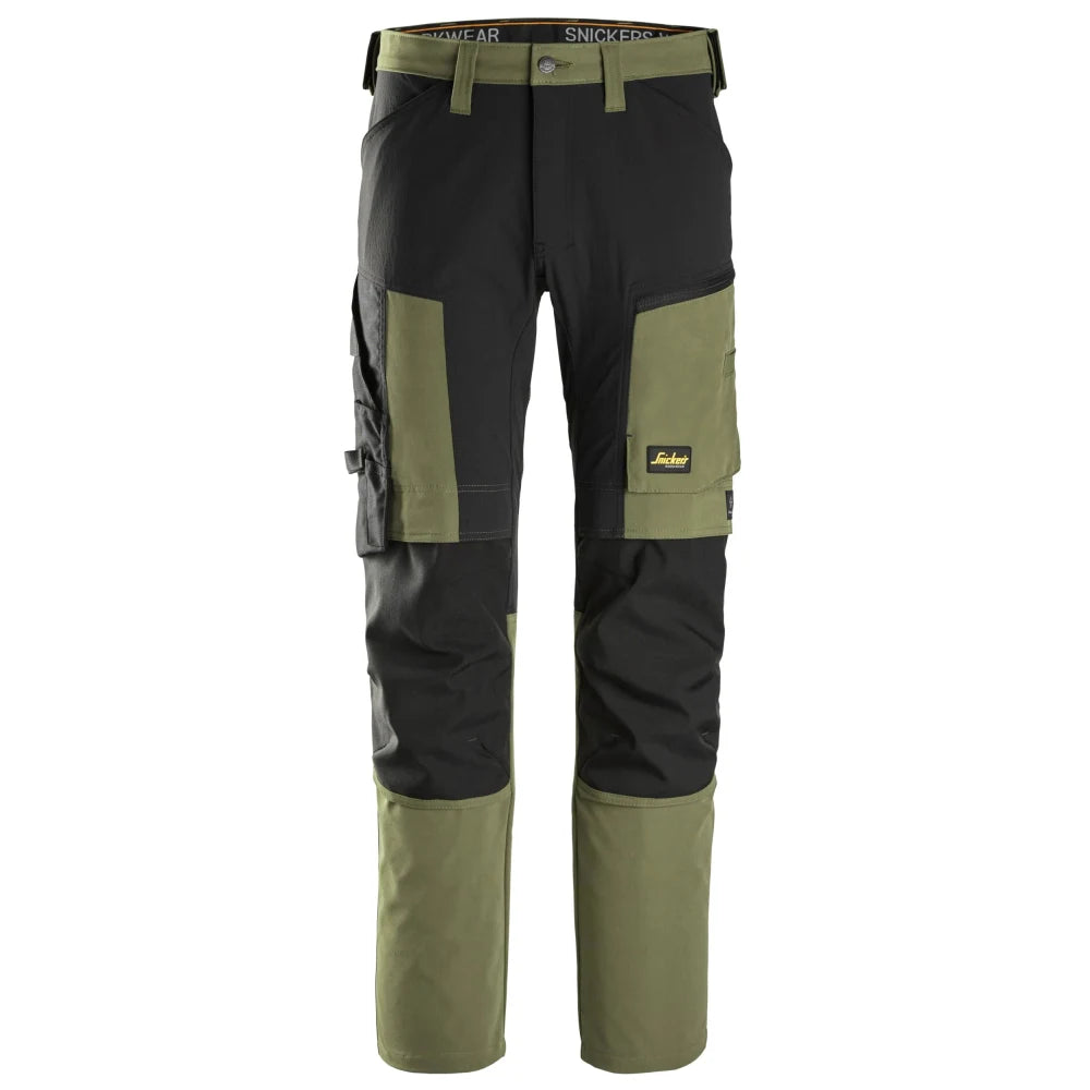 Snickers 6318 Allroundwork 4-Way Stretch Werkbroek 3104 Khaki Green Black