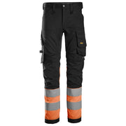 Snickers 6334 High-Vis Stretch Werkbroek Klasse 1 0455  Black High Visibility Orange