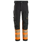 Snickers 6335 High-Vis 4-Way Stretch Werkbroek Klasse 1 0455  Black High Visibility Orange