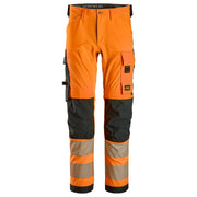 Snickers 6336 High-Vis 4-Way Stretch Werkbbroek Klasse 2 5504 High Visibility Orange Black