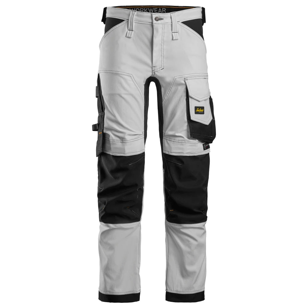 Snickers 6341 Allroundwork 2-Way Stretch Werkbroek 0904 White Black