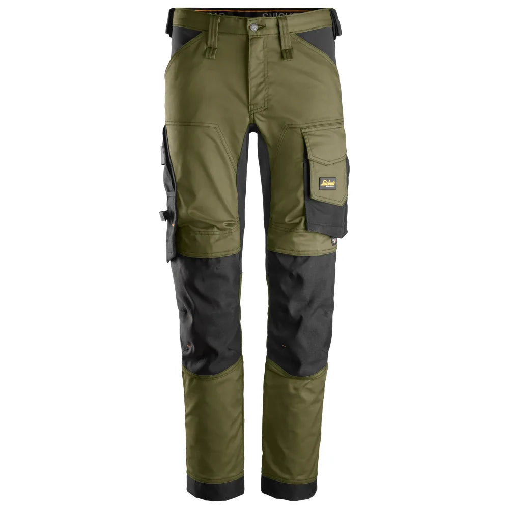 Snickers 6341 Allroundwork 2-Way Stretch Werkbroek 3104 Khaki Green Black