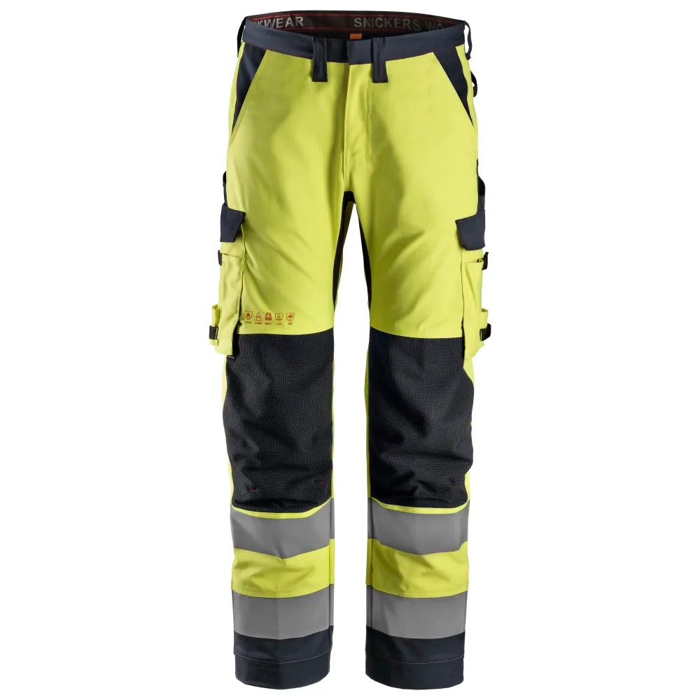 Snickers 6361 Protecwork Werkbroek Met Symmetrische Zakken High-Vis Klasse 2 6695 High Visibility Yellow Navy