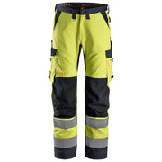 Snickers 6361 Protecwork Werkbroek Met Symmetrische Zakken High-Vis Klasse 2 6695 High Visibility Yellow Navy
