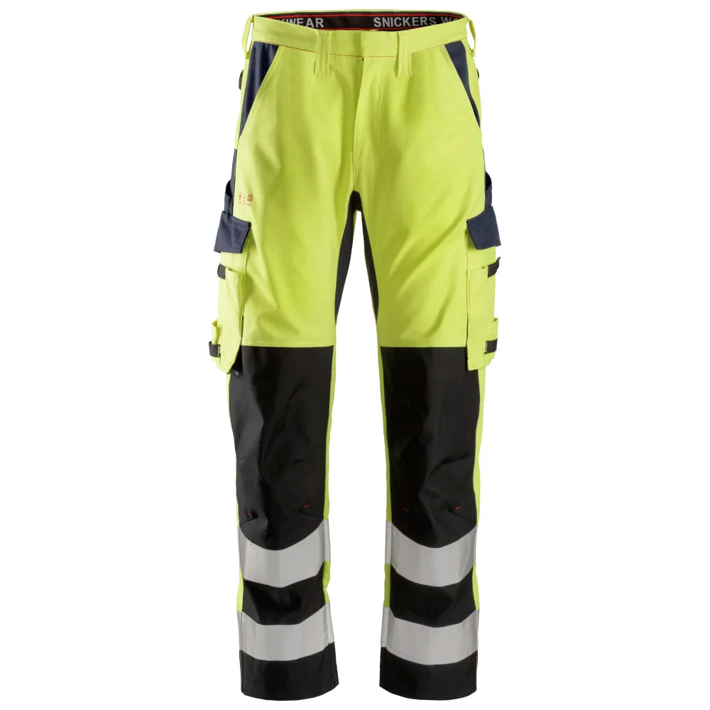 Snickers 6364 Protecwork Werkbroek Met Scheenbeen Versterking High-Vis Klasse 2 6695 High Visibility Yellow Navy