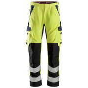 Snickers 6364 Protecwork Werkbroek Met Scheenbeen Versterking High-Vis Klasse 2 6695 High Visibility Yellow Navy