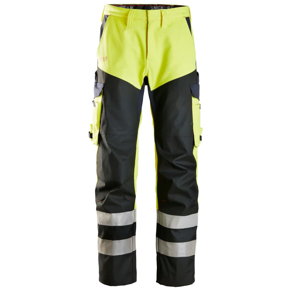 Snickers 6365 Protecwork High-Vis Klasse 1 Werkbroek Met Verstevigd Voorbeen 6695 High Visibility Yellow Navy