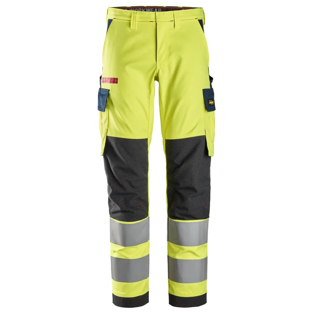 Snickers 6368 Protecwork High-Vis Klasse 2 Stretch Werkbroek 6695 High Visibility Yellow Navy