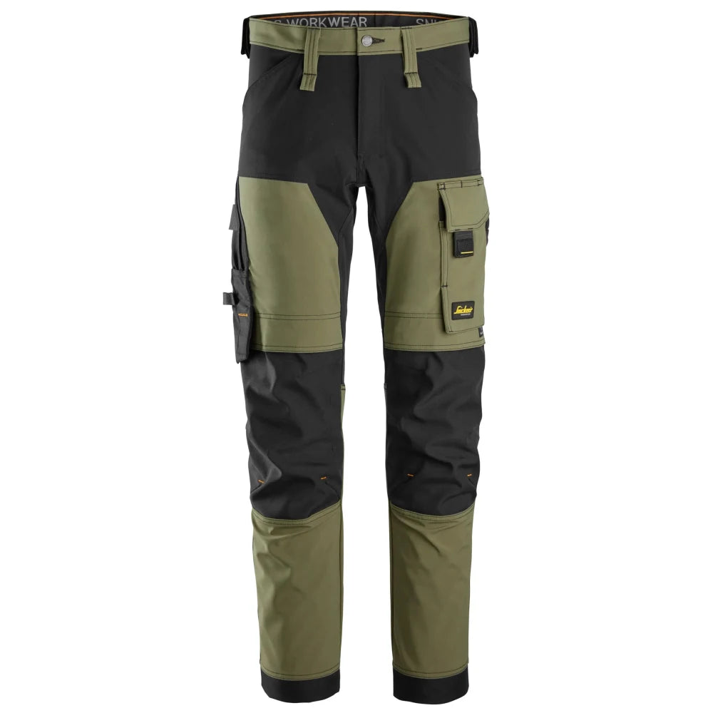 Snickers 6375 Allroundwork 4-Way Stretch Werkbroek Winddicht 3104 Khaki Green Black