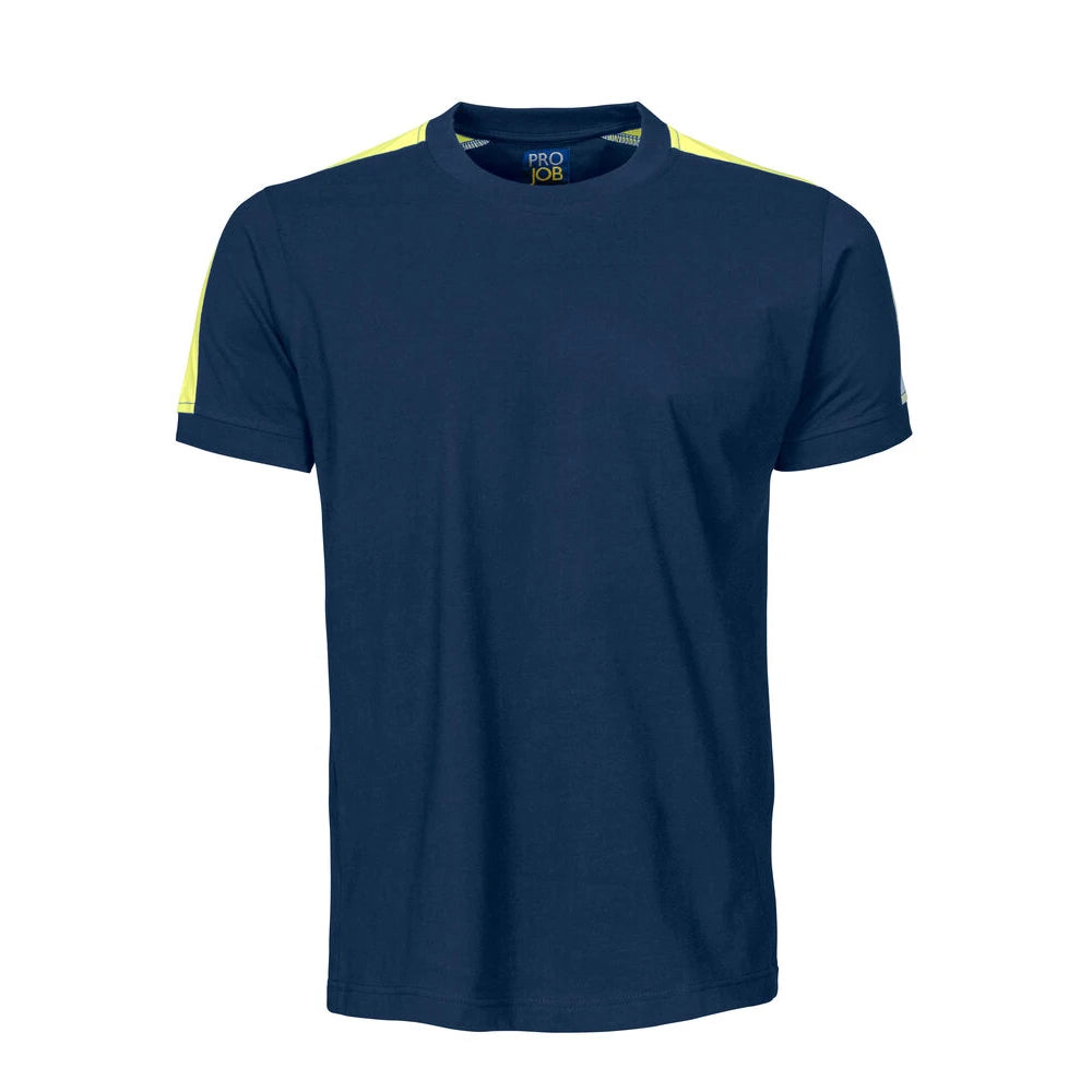 Projob 2019 T-Shirt Met Fluo Inzetstukken Marine Geel