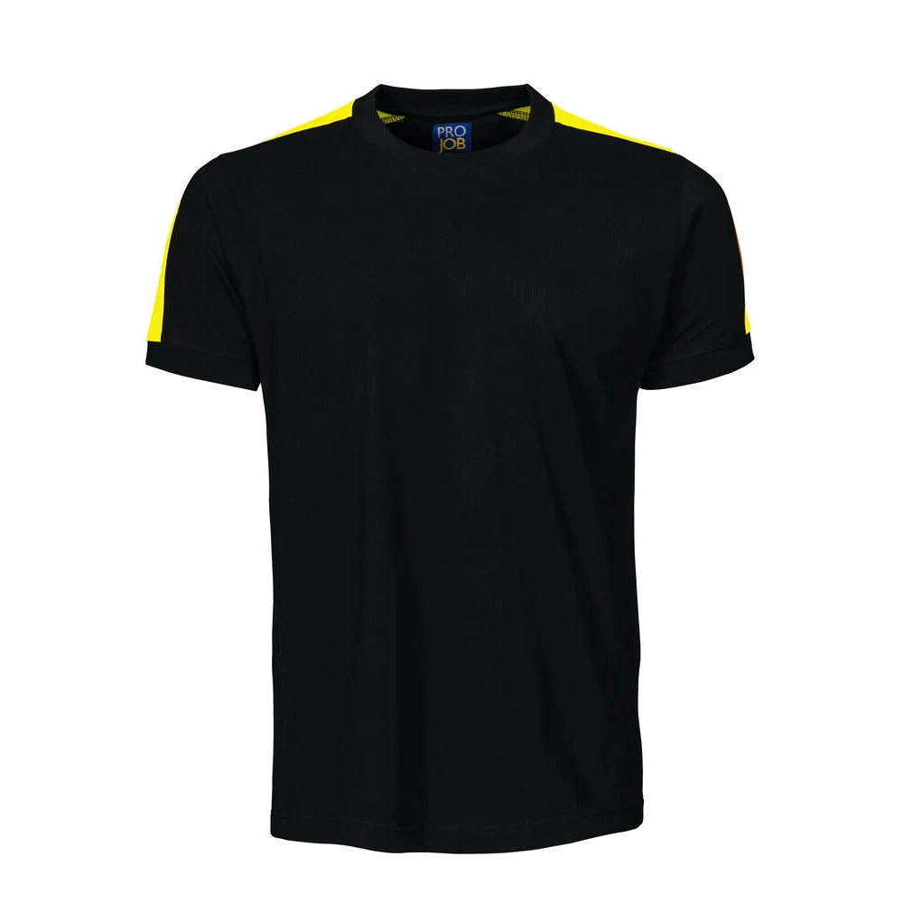 Projob 2019 T-Shirt Met Fluo Inzetstukken Zwart Geel