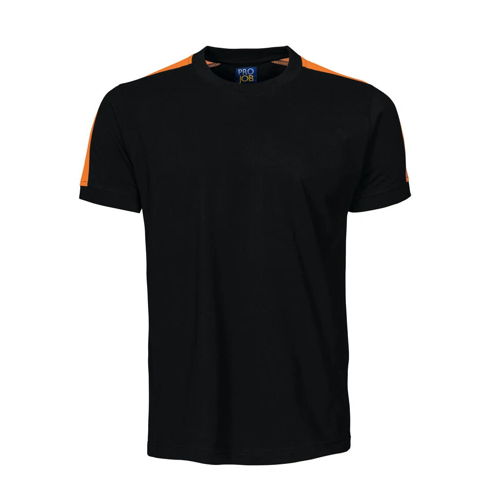 Projob 2019 T-Shirt Met Fluo Inzetstukken Zwart Oranje
