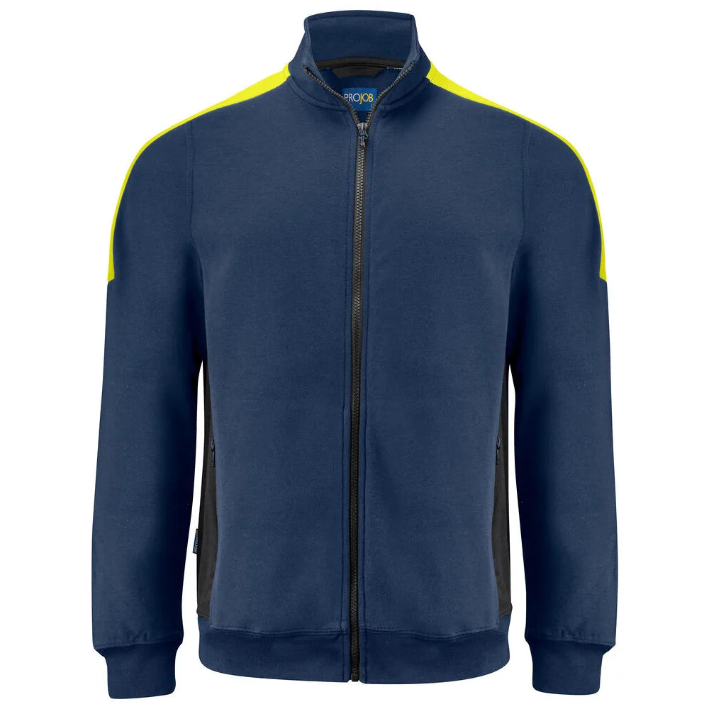 Projob 2129 Sweater Met Ritssluiting Marine Geel