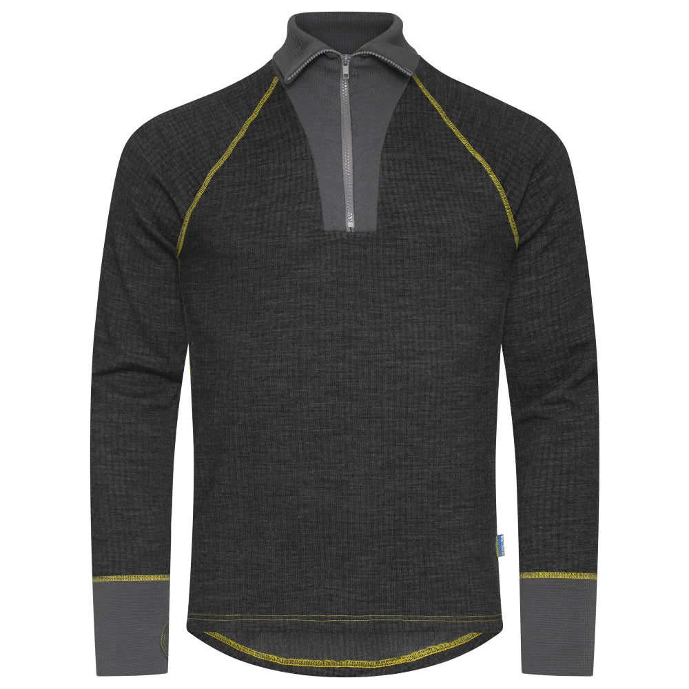 Projob 3110 Thermisch T-Shirt Met Korte Ritssluiting Zwart Gemêleerd