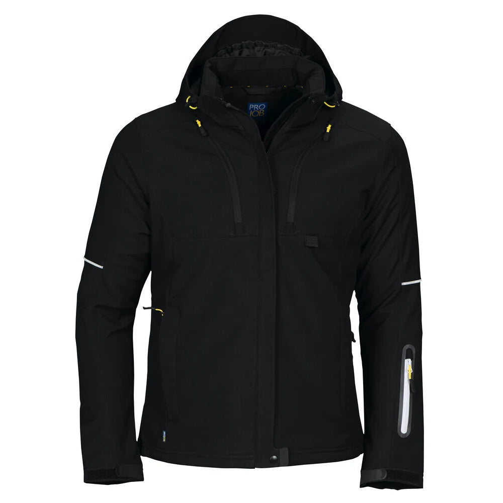 Projob 3413 Dames Gevoerde Softshell Jas Zwart