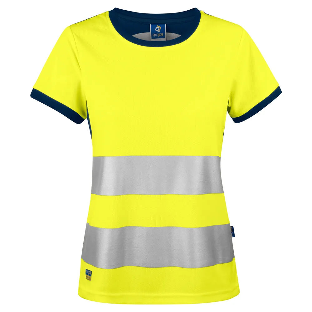 Projob 6012 Signalisatiet-Shirt En Iso 20471 Klasse 2 Dames Geel Marine