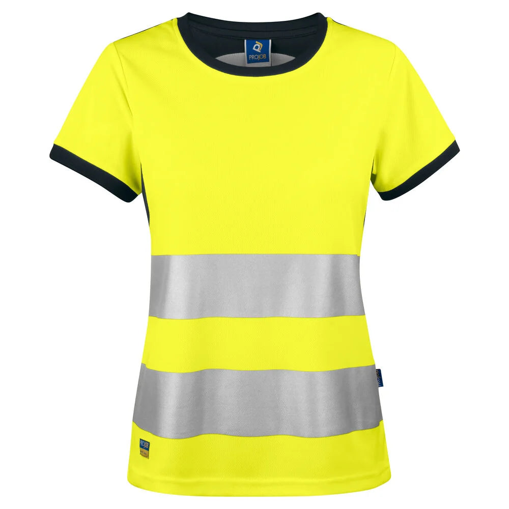 Projob 6012 Signalisatiet-Shirt En Iso 20471 Klasse 2 Dames Geel Zwart