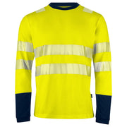 Projob 6014 Signalisatiet-Shirt Lange Mouwen En Iso 20471 Klasse 3 Geel Marine