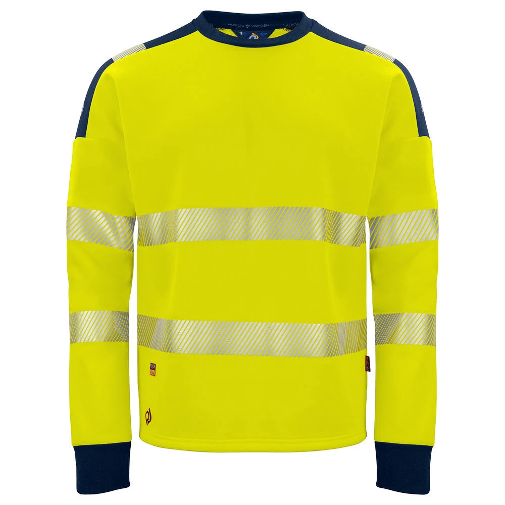 Projob 6108 Signalisatiesweater Ronde Hals En Iso 20471 Klasse 3 Geel Marine