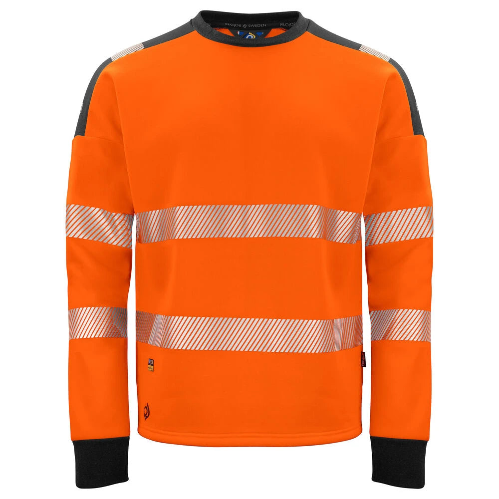 Projob 6108 Signalisatiesweater Ronde Hals En Iso 20471 Klasse 3 Oranje Zwart