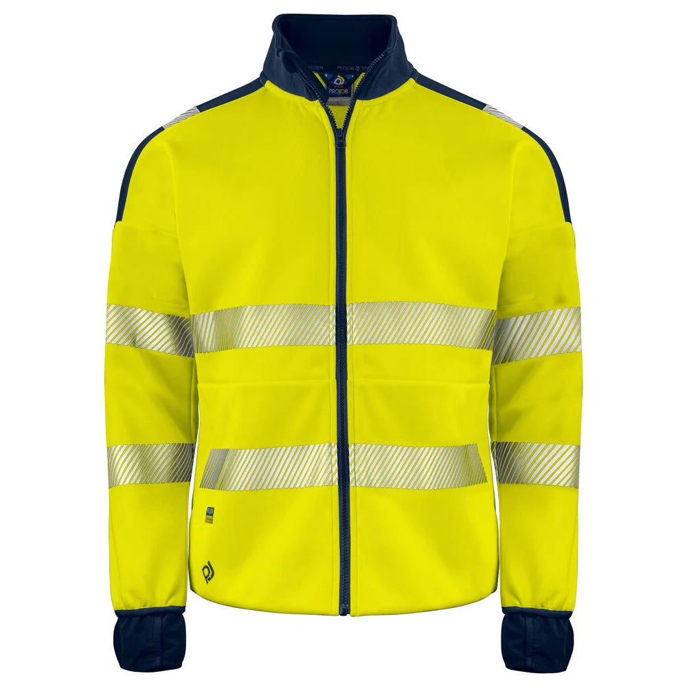 Projob 6109 Signalisatiesweater Met Lange Ritssluiting En Iso 20471 Klasse 3 Geel Marine