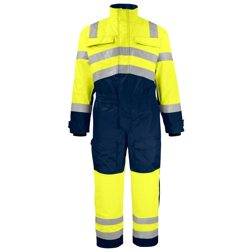 Projob 6202 Gevoerde Signalisatieoverall En Iso 20471 Klasse 3 Geel Marine