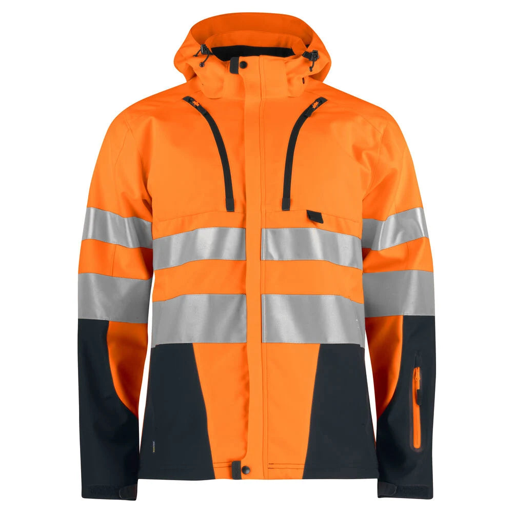 Projob 6419 Ongevoerde Signalisatiesoftshell En Iso 20471 Klasse 3 Oranje Zwart