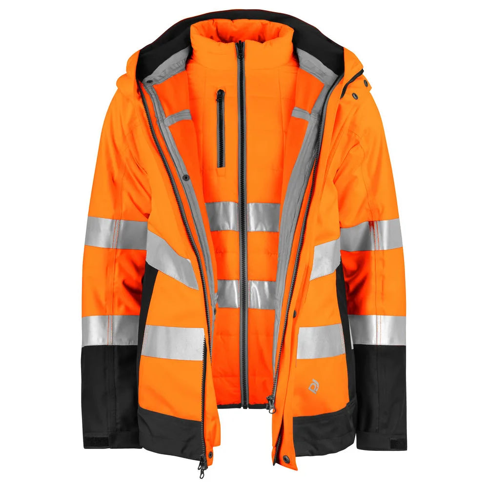 Projob 6445 Signalisatiejas 3-In-1 En Iso 20471 Klasse 3/2 Oranje Zwart