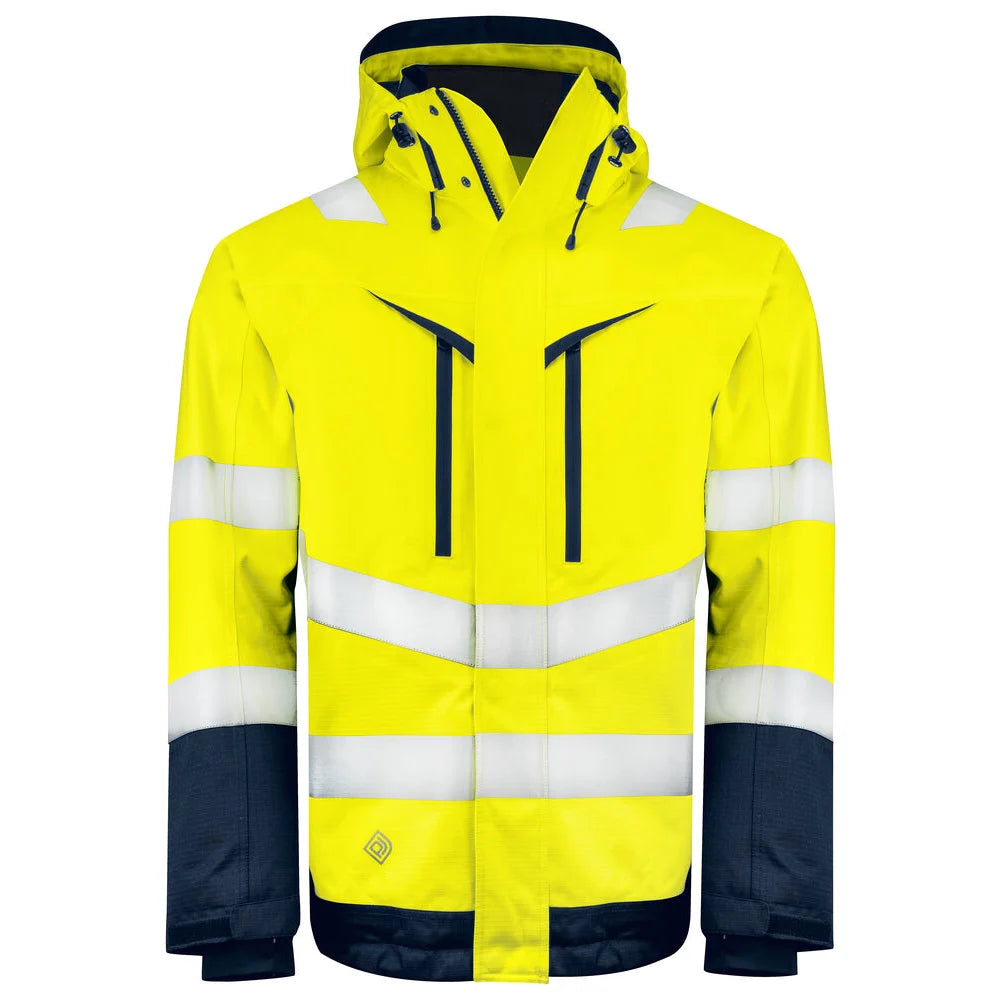 Projob 6453 Gevoerde Signalisatiejas En Iso 20471 Klasse 3 Geel Marine