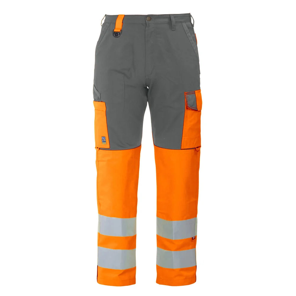 Projob 6501 Signalisatiebroek Met Kniezakken En Iso 20471 Klasse 2 Oranje Grijs