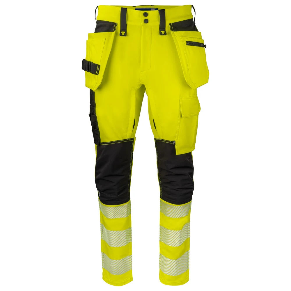 Projob 6527 Signalisatiestretchbroek Met Spijkerzakken En 37,5™ Technologie En Iso 20471 Klasse 2 Geel Zwart