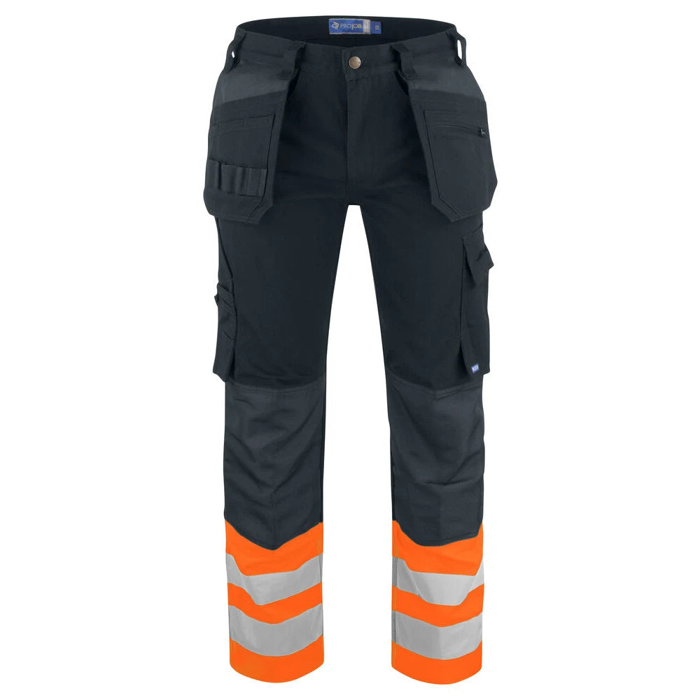 Projob 6530 Signalisatiebroek Met Kniezakken En Spijkerzakken En Iso 20471 Klasse 1 Oranje Zwart