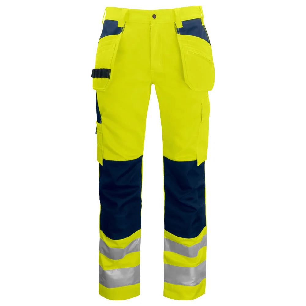 Projob 6531 Signalisatiebroek Met Kniezakken En Spijkerzakken En Iso 20471 Klasse 2 Geel Marine