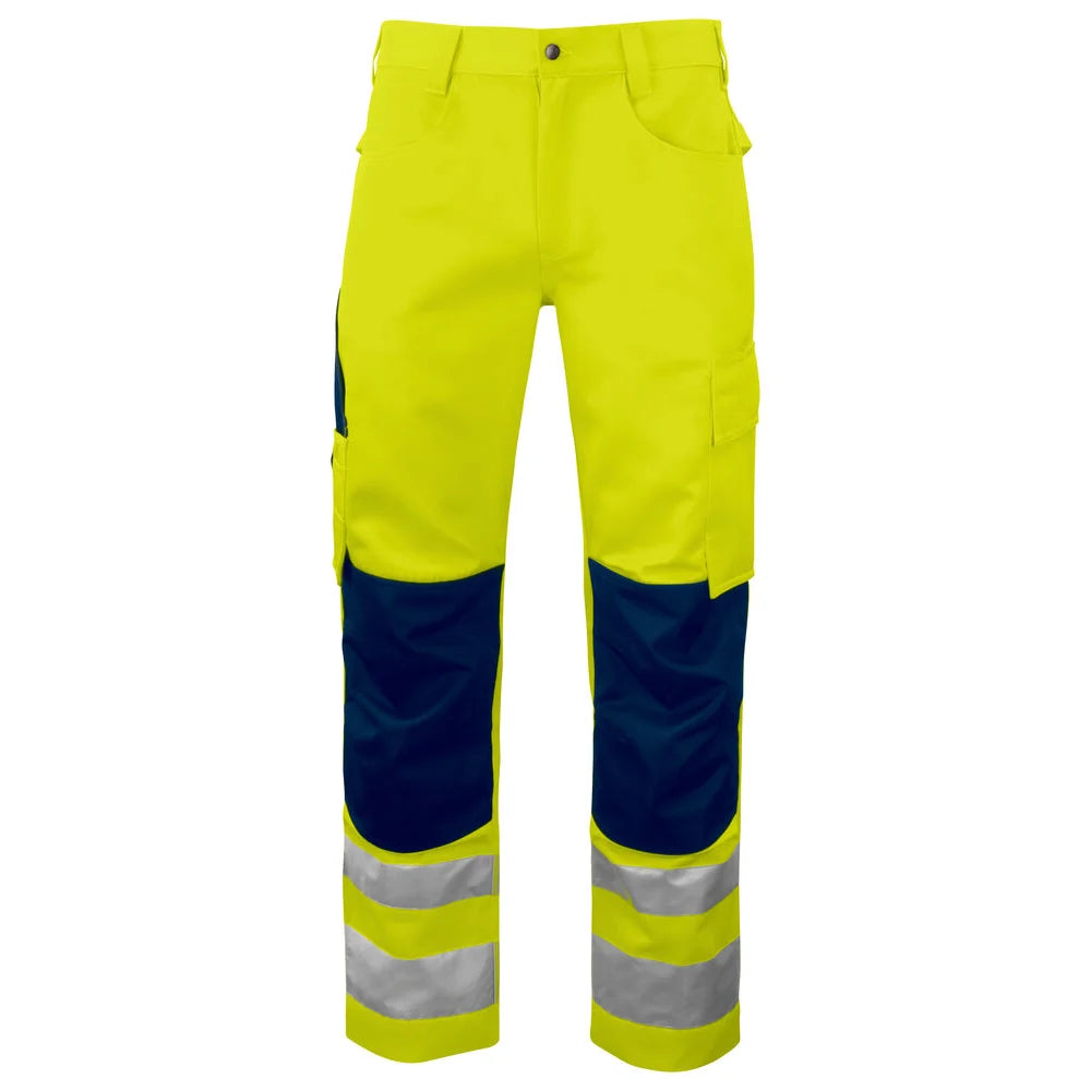 Projob 6532 Signalisatiebroek Met Kniezakken En Iso 20471 Klasse 2 Geel Marine