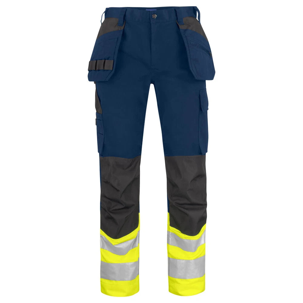 Projob 6534 Signalisatiebroek Met Kniezakken En Spijkerzakken En Iso 20471 Klasse 1 Geel Marine
