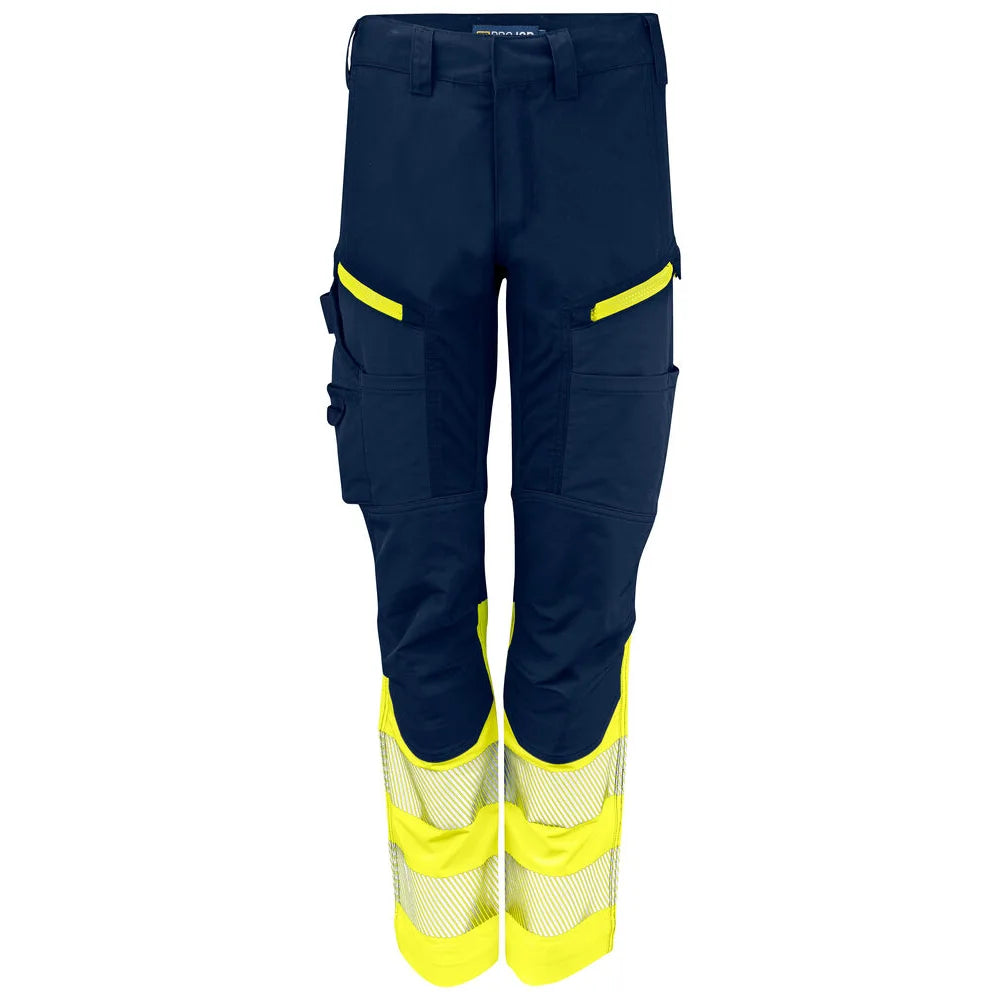 Projob 6538 Dames Signalisatie Stretchbroek En Iso 20471 Klasse 1 Geel Marine