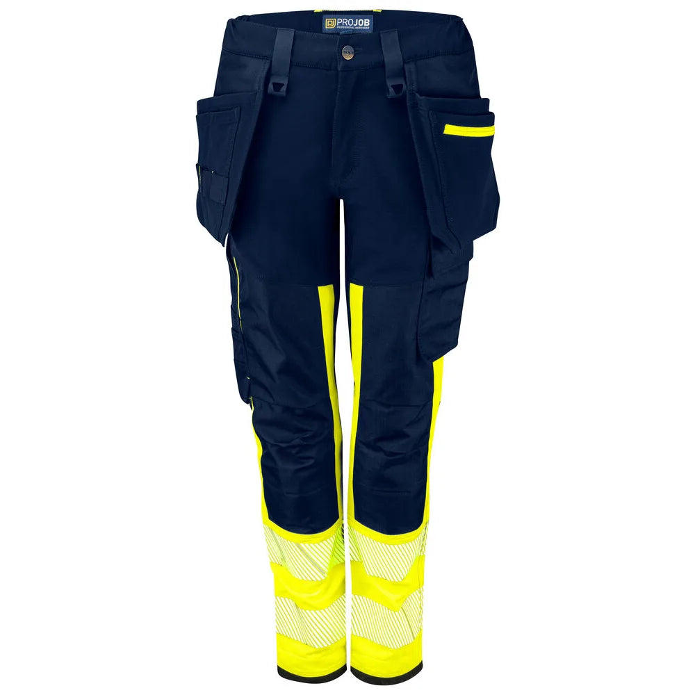 Projob 6543 Signalisatiestretchbroek Dames En Iso 20471 Klasse 1 Geel Marine