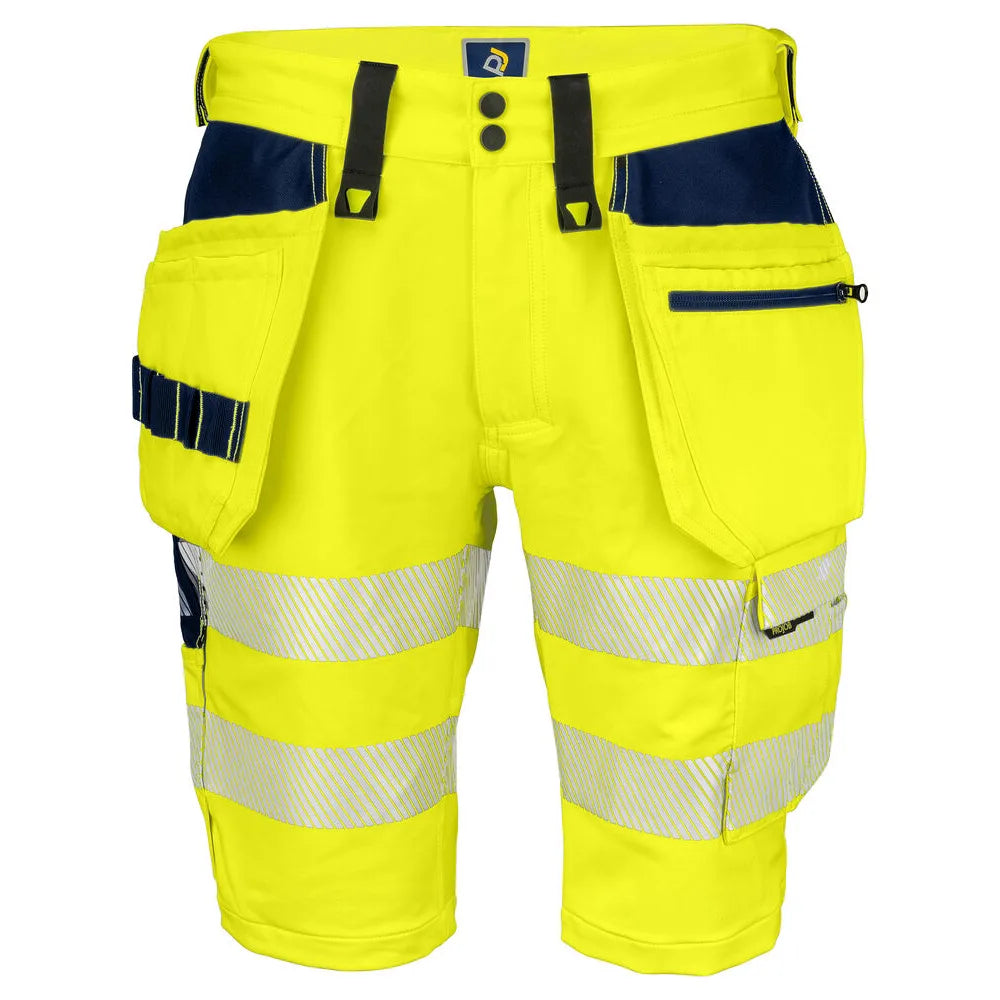 Projob 6575 Signalisatie Stretchshort Met Spijkerzakken En Iso 20471 Klasse 2/1 Geel Marine